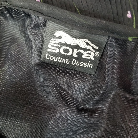 Vtg Maxi Dress Black Floral Chiffon Balloon Sleeve Pleated Y2K Fairy Goth Gown - Picture 15 of 16